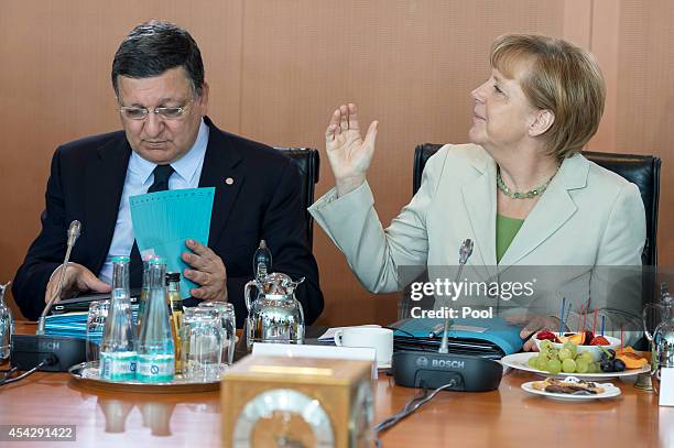 Commission President Jose Manuel Barroso and German Chancellor Angela Merkel at the opening of the German government Balkan conference at the...
