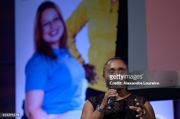 Daiane dos Santos, former olympic athlete of gymnastic attends during Rio 2016 Olympics Volunteering Program Launch Press Conferenceon August 28,...