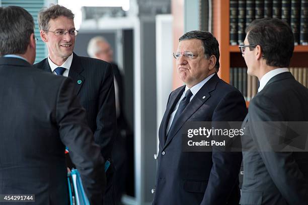 Commission President Jose Manuel Barroso at the opening of the German government Balkan conference at the Chancellery on August 28, 2014 in Berlin,...