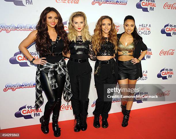 Little Mix attend on day 2 of the Capital FM Jingle Bell Ball at 02 Arena on December 8, 2013 in London, England.