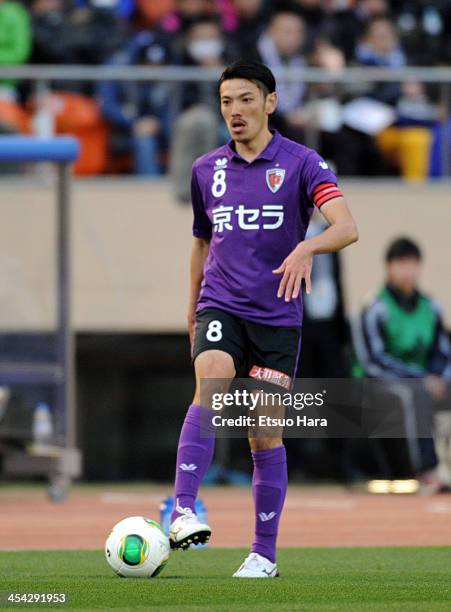 Jun Ando of Kyoto Sanga in action during the J.League Play-Off final match between Kyoto Sanga and Tokushima Voltis at the National Stadium on...