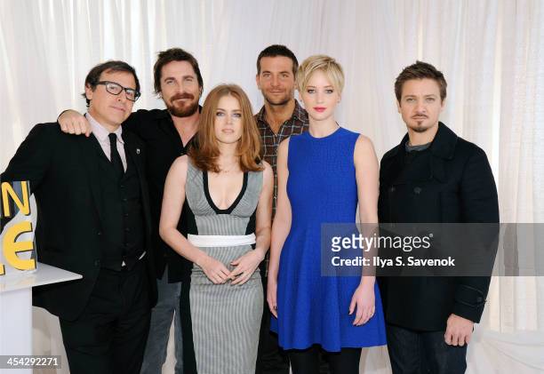 Director David O. Russell, actors Amy Adams, Christian Bale, Jennifer Lawrence, Bradley Cooper and Jeremy Renner attend "American Hustle" Cast Photo...
