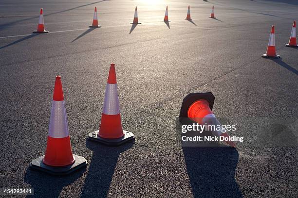 traffic cones - road accident uk stock pictures, royalty-free photos & images