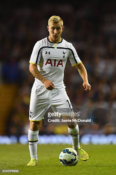 Lewis Holtby of Spurs on the ball during the UEFA Europa League Qualifying Play-Offs Round Second Leg match between Tottenham Hotspur and AEL...