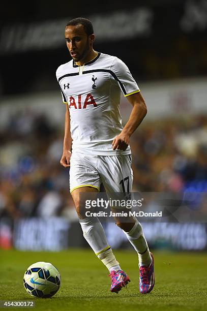 Andros Townsend of Spurs on the ball during the UEFA Europa League Qualifying Play-Offs Round Second Leg match between Tottenham Hotspur and AEL...
