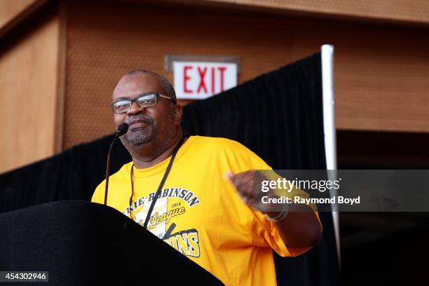 Jackie Robinson West's little league director Bill Haley speaks during the team's United States World Series Championship Rally at Millennium Park on...