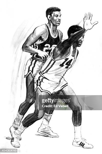 Drawing of Cincinnati Royals point guard Oscar Robertson circa 1964.
