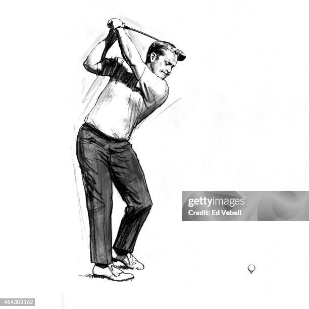 Drawing of golfer Jack Nicklaus circa 1960.