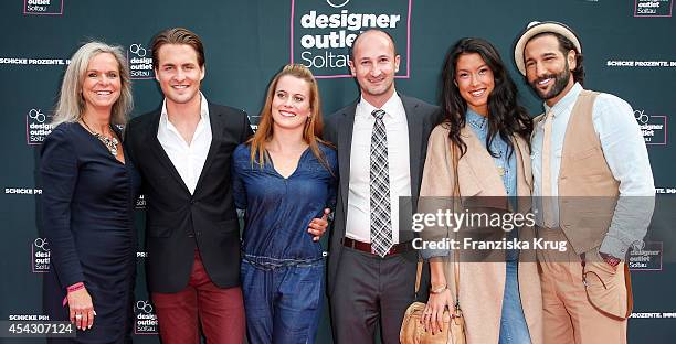 Sylvie Mutschler, Alexander Klaws, Nadja Scheiwiller, Michael Lungkofler, Rebecca Mir and Massimo Sinato attend the Late Night Shopping Designer...