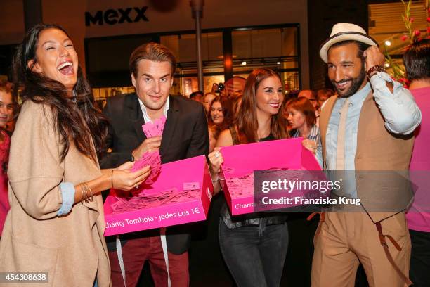 Rebecca Mir, Alexander Klaws, Sila Sahin and Massimo Sinato attend the Late Night Shopping Designer Outlet Soltau on August 28, 2014 in Soltau,...