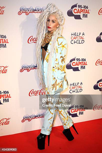 Lady Gaga attends on day 2 of the Capital FM Jingle Bell Ball at 02 Arena on December 8, 2013 in London, England.