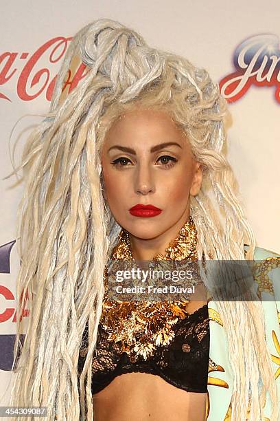 Lady Gaga attends on day 2 of the Capital FM Jingle Bell Ball at 02 Arena on December 8, 2013 in London, England.