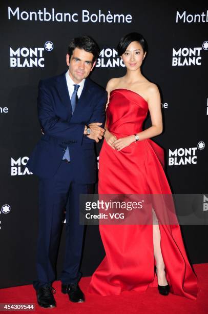 Actress Kwai Lun Mei and CEO of Montblanc International Jerome Lambert attend the Montblanc Boheme Collection launch event at The Peninsula Shanghai...