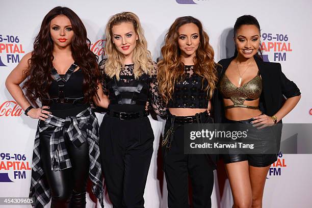 Jesy Nelson, Perrie Edwards, Jade Thirwall and Leigh-Anne Pinnock from girl band Little Mix attend on day 2 of the Capital FM Jingle Bell Ball at the...