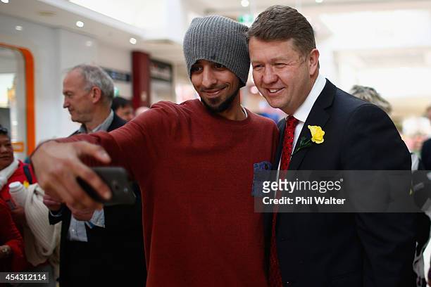 Labour party leader David Cunliffe greets shoppers at Lynn Mall in New Lynn on August 29, 2014 in Auckland, New Zealand. New Zealand's Labour Leader...