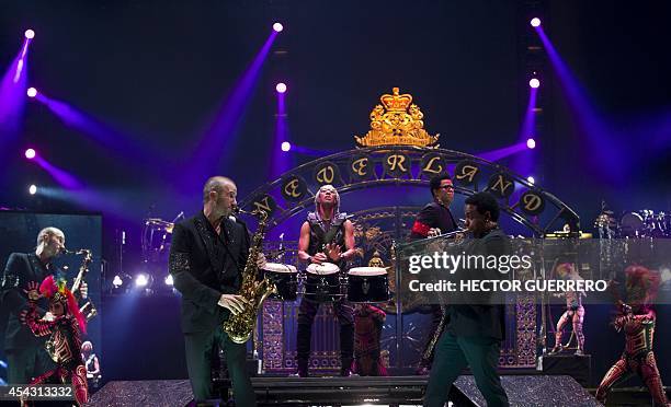 Cirque du Soleil musicians perform during 'Michael Jackson: The Immortal World Tour' on August 28, 2014 in Guadalajara city, Mexico. After four years...