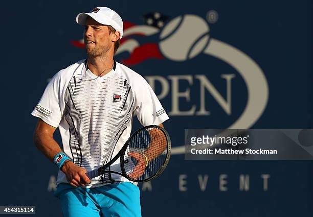 Andreas Seppi of Italy plays Nick Kyrgios of Australia during their men's single second round match on Day Four of the 2014 US Open at the USTA...