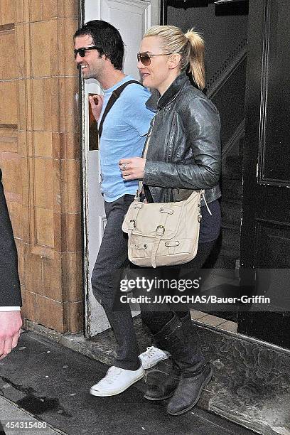 Kate Winslet with her boyfriend Ned Rocknroll are seen on March 24, 2012 in London, United Kingdom.