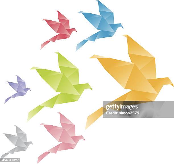 origami cranes - paper crane stock illustrations