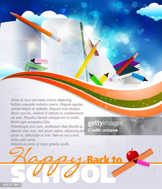 back to school background with copy space - topics stock illustrations