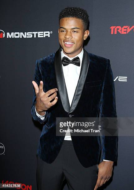Trevor Jackson arrives at his Monster 18th birthday party held at El Rey Theatre on August 28, 2014 in Los Angeles, California.