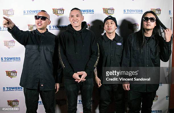 Prohgress, Kev Nish, DJ Virman and J-Splif of Far East Movement attend Universal CityWalk's 'Music Spotlight Series' at 5 Towers Outdoor Concert...