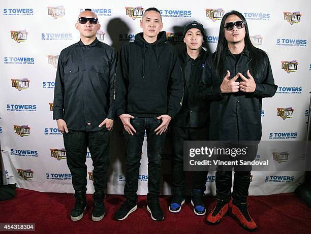 Prohgress, Kev Nish, DJ Virman and J-Splif of Far East Movement attend Universal CityWalk's 'Music Spotlight Series' at 5 Towers Outdoor Concert...