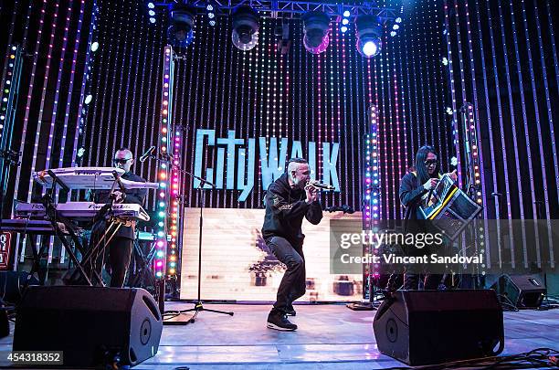 Prohgress, Kev Nish and J-Splif of Far East Movement perform during Universal CityWalk's 'Music Spotlight Series' at 5 Towers Outdoor Concert Arena...