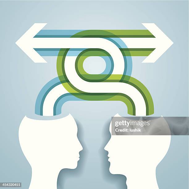 ideas exchange - divided attention stock illustrations