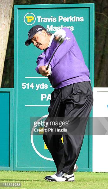 Eduardo Romero of Argentina drives from the 1st tee during the first round of the Travis Perkins Masters played at the Duke's Course, Woburn Golf...