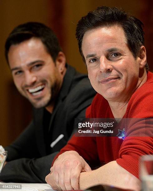 Marco Dapper and Christian LeBlanc talk to the media at the 2nd Annual OpportunitTeas High Tea with Kate Linder event at Fairmont Royal York on...