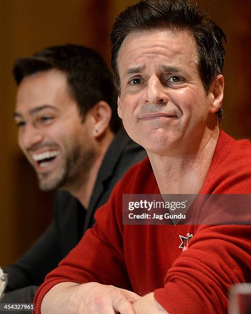 Marco Dapper and Christian LeBlanc talk to the media at the 2nd Annual OpportunitTeas High Tea with Kate Linder event at Fairmont Royal York on...