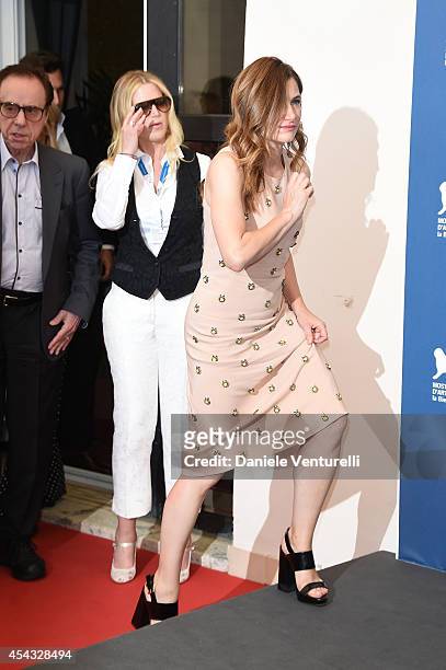 Kathryn Hahn and Louise Stratten attend the 'She's Funny That Way' Photocall during the 71st Venice Film Festival on August 29, 2014 in Venice, Italy.
