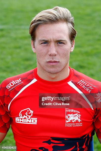 Will Robinson of London Welsh looks on during the London Welsh Photocall at Old Deer Park on August 29, 2014 in Richmond, England.