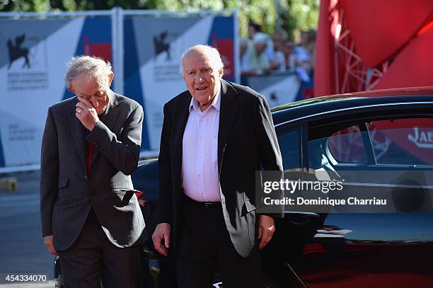 Frederick Wiseman and Michel Piccoli attend the Golden Lion Lifetime Achievement Award during the 71st Venice Film Festival on August 29, 2014 in...