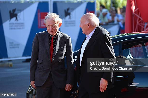 Frederick Wiseman and Michel Piccoli attend the Golden Lion Lifetime Achievement Award during the 71st Venice Film Festival on August 29, 2014 in...