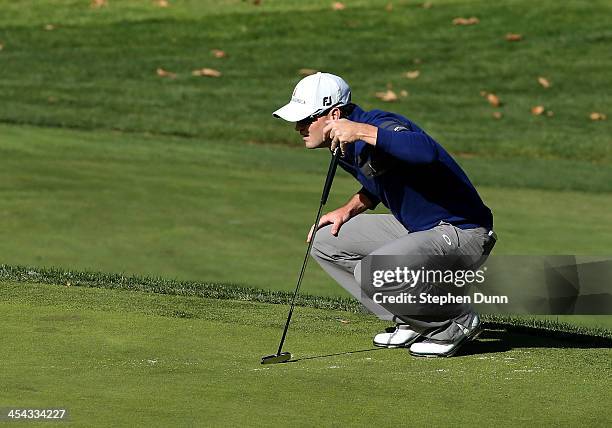 Zach Johnson lines up a putt on the fifth hole during the final round of the Northwestern Mutual World Challenge at Sherwood Country Club on December...