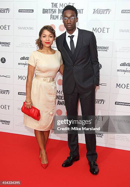 Nathan Stewart Jarrett and Antonia Thomas attend the Moet British Independent Film Awards at Old Billingsgate Market on December 8, 2013 in London,...