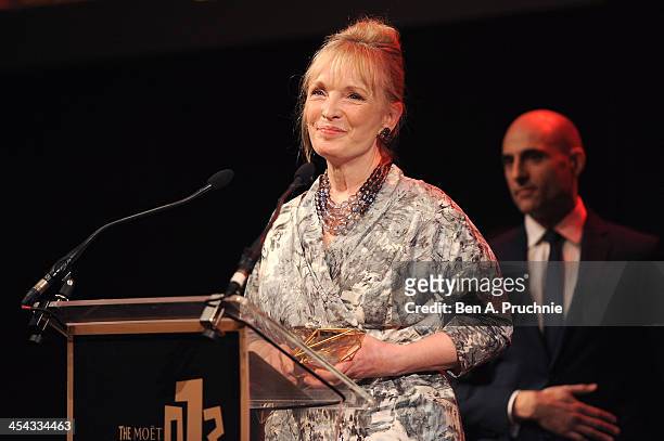 Actress Lindsay Duncan receives the award for Best Actress as she attends the ceremony for the Moet British Independent Film Awards at Old...