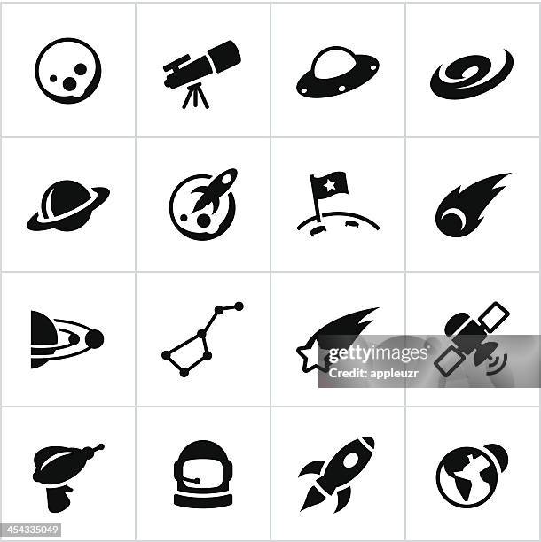 black astronomy icons - spaceman stock illustrations