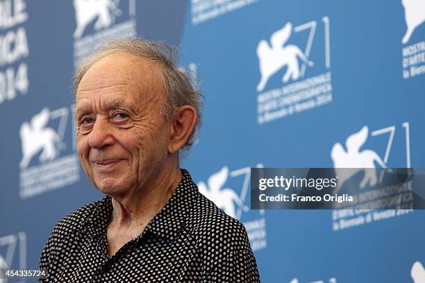 Frederick Wiseman receives the Golden Lion For Lifetime Achievement 2014 photocall during the 71st Venice Film Festival on August 29, 2014 in Venice,...