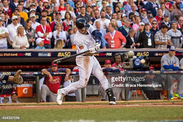 American League All-Star Derek Jeter of the New York Yankees during the 85th MLB All-Star Game at Target Field on July 15, 2014 in Minneapolis,...