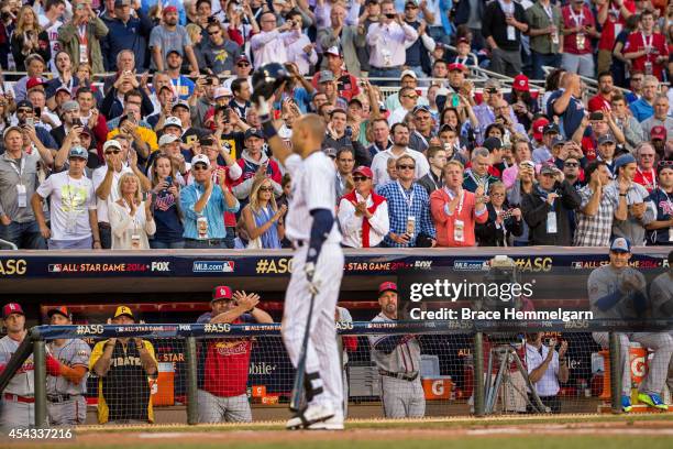 American League All-Star Derek Jeter of the New York Yankees during the 85th MLB All-Star Game at Target Field on July 15, 2014 in Minneapolis,...