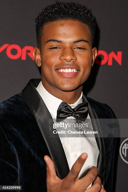 Singer Trevor Jackson attends his Monster 18th Birthday Party at El Rey Theatre on August 28, 2014 in Los Angeles, California.