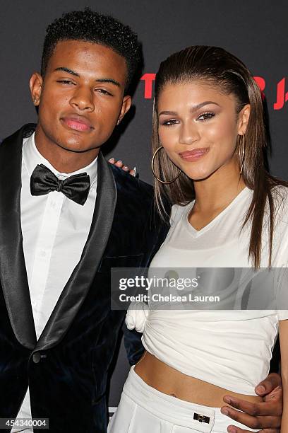 Singers Trevor Jackson and Zendaya Coleman attend Trevor Jackson's Monster 18th Birthday Party at El Rey Theatre on August 28, 2014 in Los Angeles,...