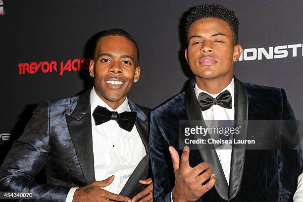 Singers Mario and Trevor Jackson attend Trevor Jackson's Monster 18th Birthday Party at El Rey Theatre on August 28, 2014 in Los Angeles, California.