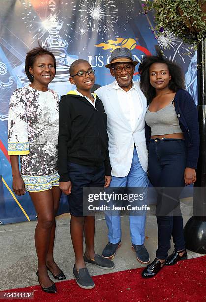 Al Roker, his wife Deborah Roberts and their kids Leila Roker and Nicholas Albert Roker attend Day 4 of the 2014 US Open at USTA Billie Jean King...