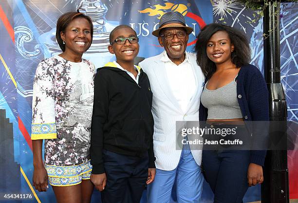 Al Roker, his wife Deborah Roberts and their kids Leila Roker and Nicholas Albert Roker attend Day 4 of the 2014 US Open at USTA Billie Jean King...