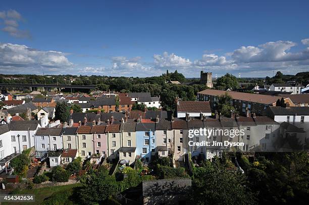 View of the town of Chepstow taken from Chepstow Castle, on August 17, 2014 in Chepstow, Wales. Construction on Chepstow Castle began in 1067...