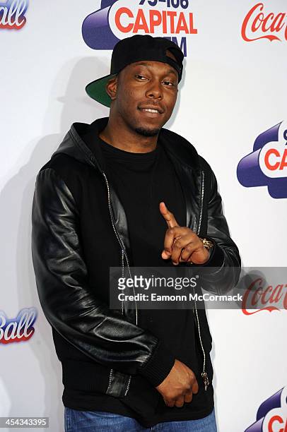 Dizzee Rascal attends on day 2 of the Capital FM Jingle Bell Ball at 02 Arena on December 8, 2013 in London, England.